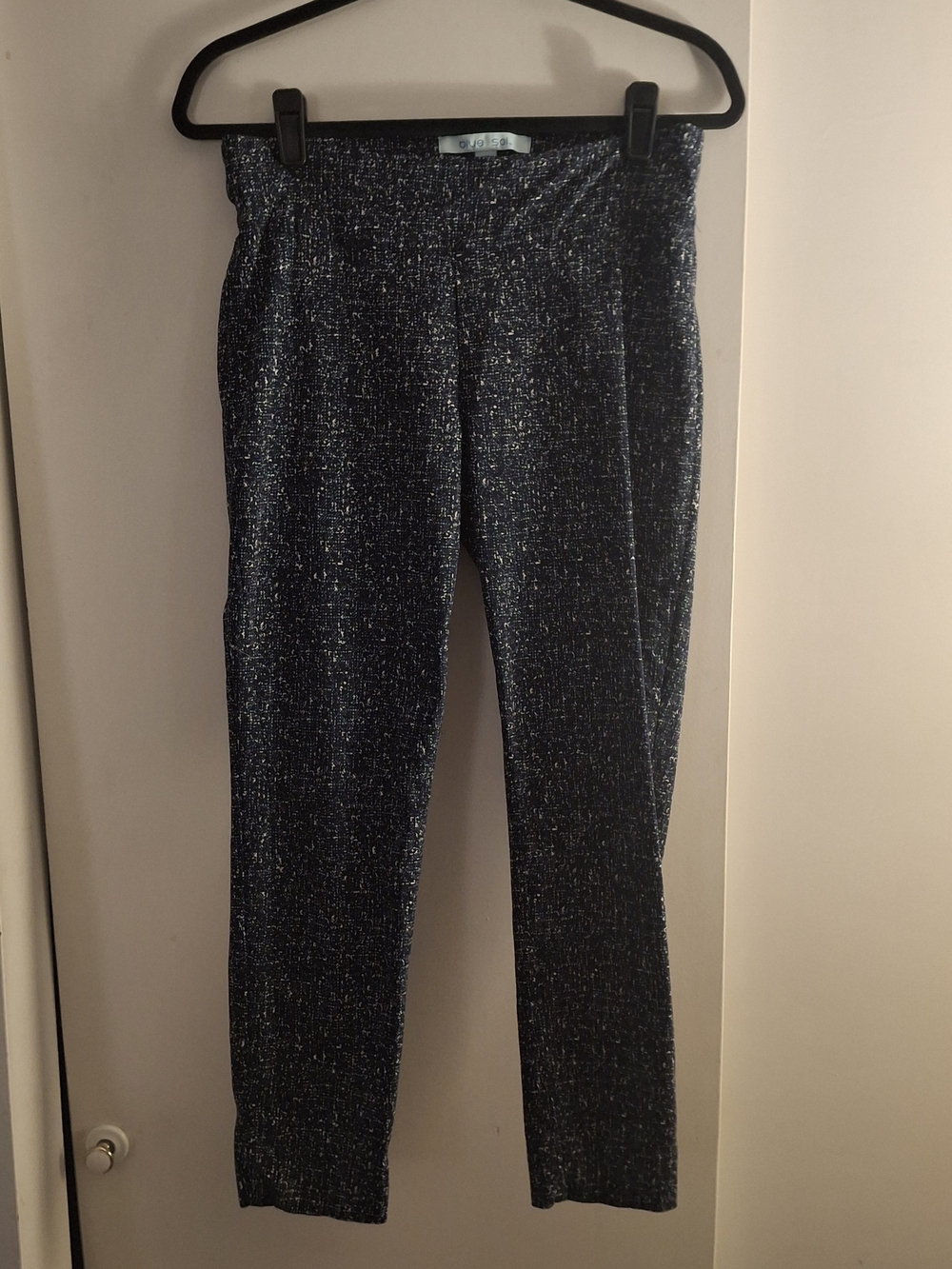 Blue Sol Women's Navy And White Knit Slim Pants